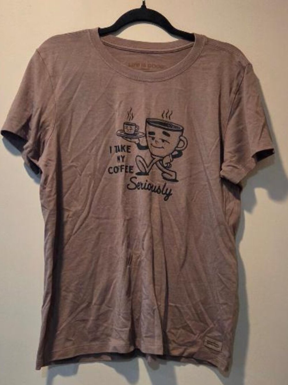 Life is Good Women's Coffee Seriously Short Sleeve Crusher Tee